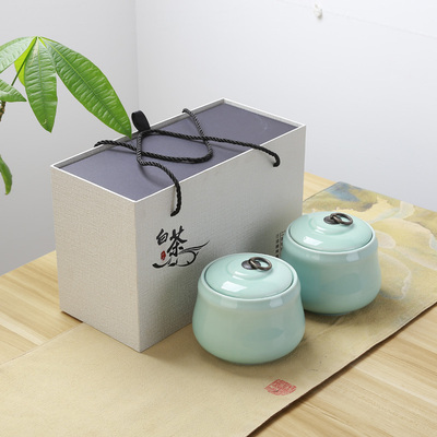 白茶礼盒包装空盒陶瓷茶叶罐密封安吉白茶包装盒福鼎白茶包装通用