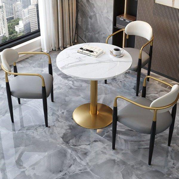 轻奢岩板洽谈接待小圆桌售楼处谈判商务桌椅组合简约现代休闲网红,住宅家具,岩板餐桌,淘宝优惠券,粉丝福利购,淘宝优惠卷