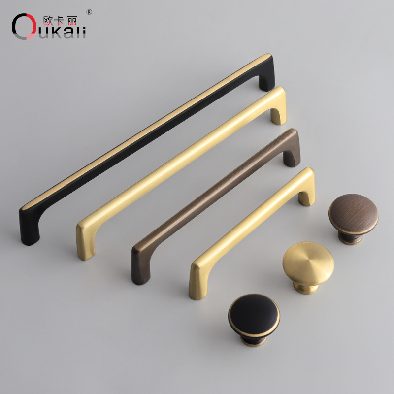 欧卡丽铜拉手黄铜衣柜拉手柜子门把手简约柜门抽屉金色拉手黄铜