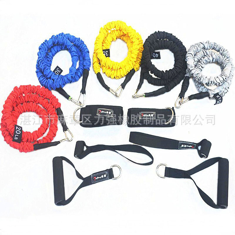 厂家直销  拉力绳11件套装 乳胶管拉力器 弹力绳室内健身套装