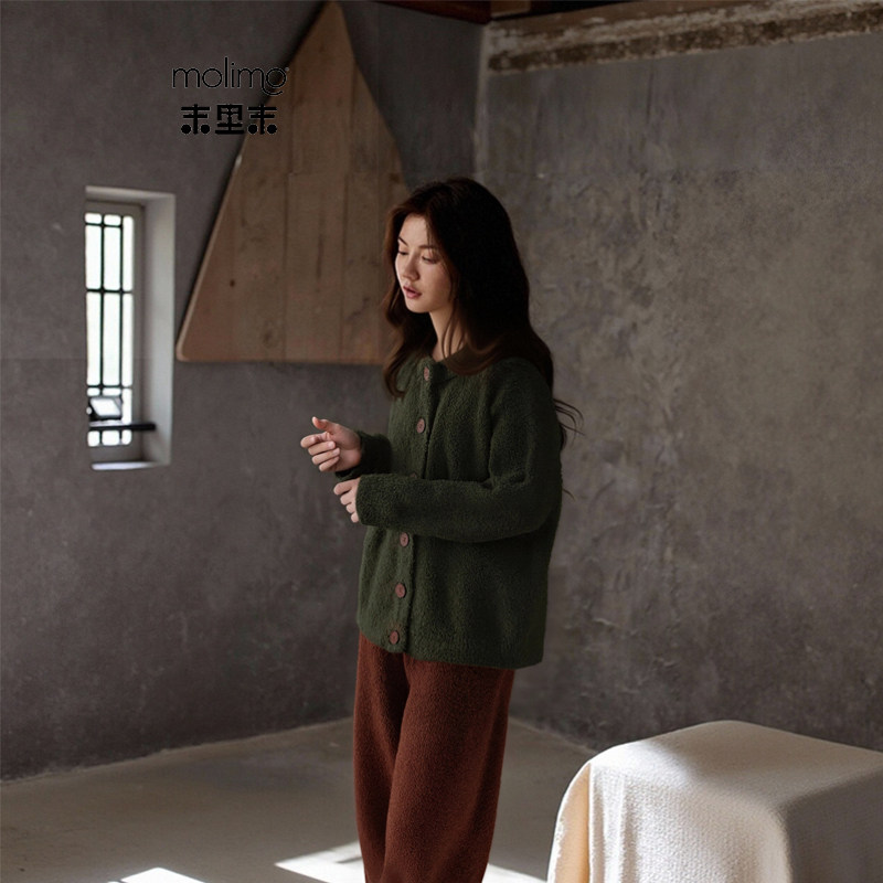 末里末【海底深绿】珊瑚绒睡衣女长袖秋冬季半边绒加厚套装可外穿,女士内衣/男士内衣/家居服,睡衣/家居服套装,淘宝优惠券,粉丝福利购,淘宝优惠卷