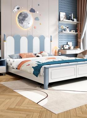 复实古简约小木床儿童床单双人户储KNJ物大床美式高箱床现代轻奢