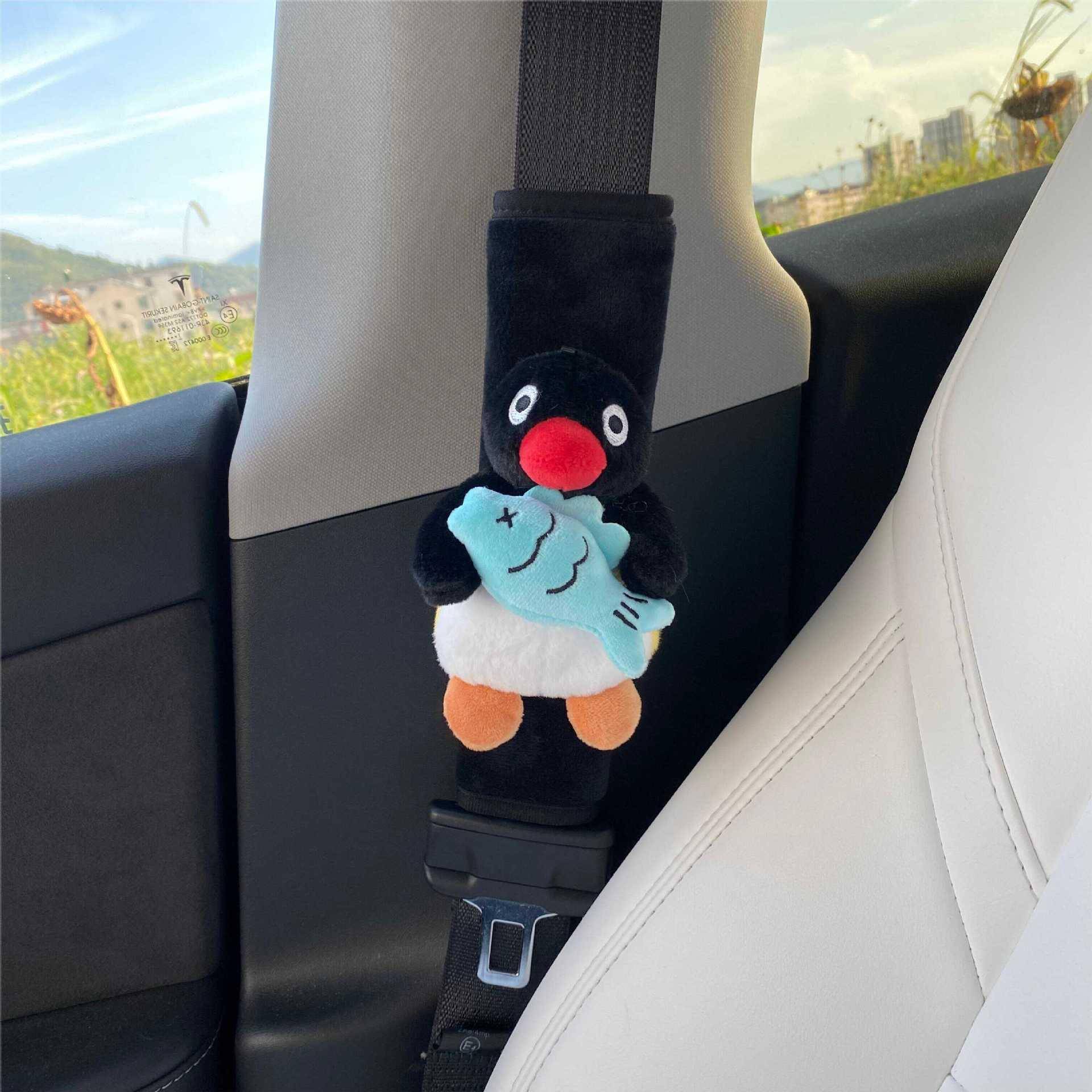 ng汽车P载全带护肩套可爱小企357鹅车装饰护肩套情侣饰安品