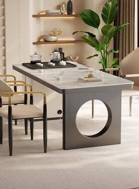 雅大师新款岩板茶椅RNQ组格合水桌壶一体嵌烧入式全自动茶具一