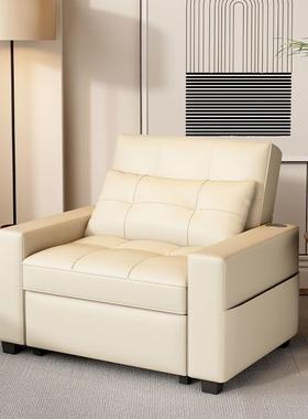 单人沙发床型两用折叠可伸缩户客厅黑色皮艺多功懒人YUK能沙发小