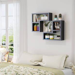 墙客厅免打挂孔上置物架挂墙壁隔墙板电视壁架墙面书架卧室墙上置