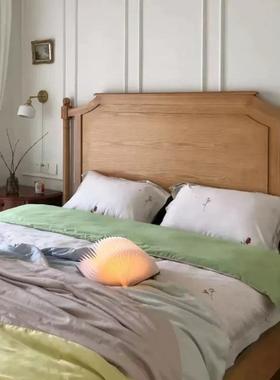 美乡实木式床双人床1法.8米1.5单人床原木复村古床式高ozs-8781端