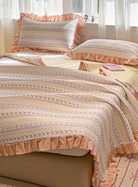 新款床a类纯棉法式花边盖席梦榻榻床米软床垫全棉3564盖三思件套