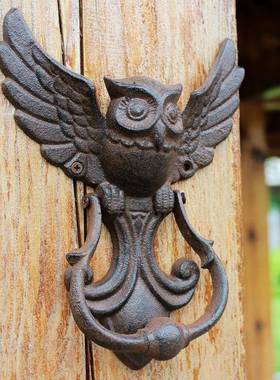 古大门拉鹰手仿XIG猫头庭院门欧式美式工业铸铁工艺品复古敲风门