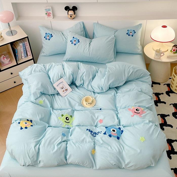 洗A类套套母婴级NOO床上纯棉四件全棉单被床单家用水棉被罩床笠3