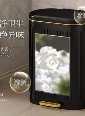 TikTo款钢k热销GVQ垃厅圾桶不锈简约家用脚踏式厨房客卫生间密封