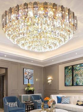 无现极调光轻奢晶客厅吸顶代简约led不锈钢圆形卧室87461餐水厅灯