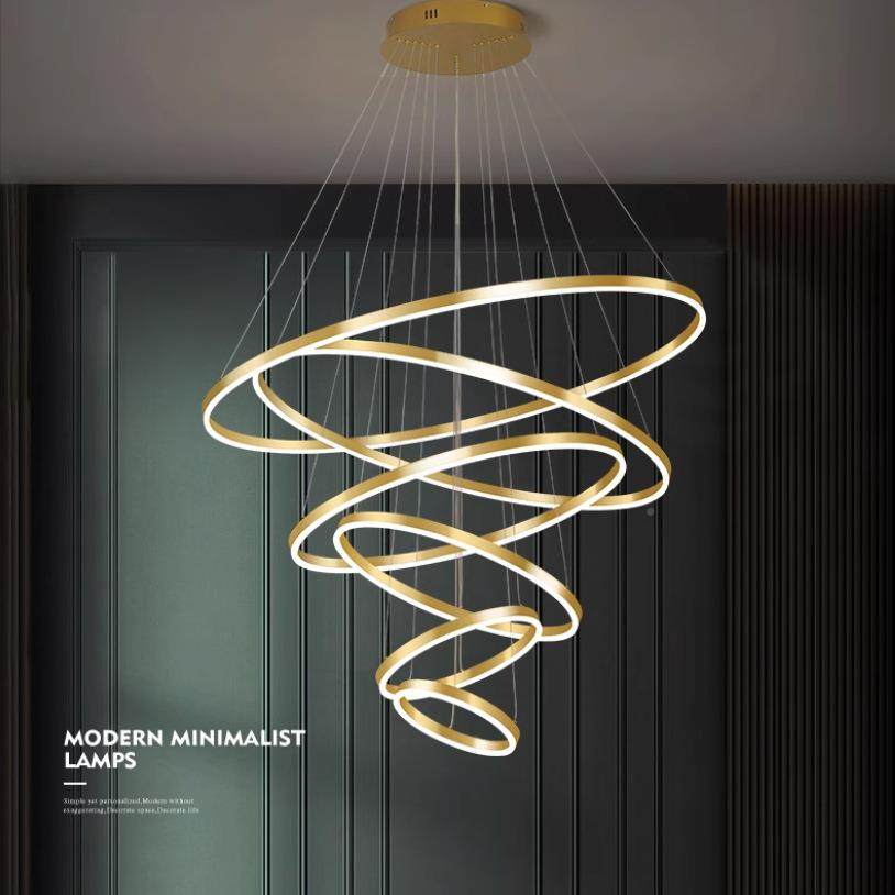 别墅空客复式楼厅梯771大吊灯具现代简约轻奢跃挑高层楼中楼挑大