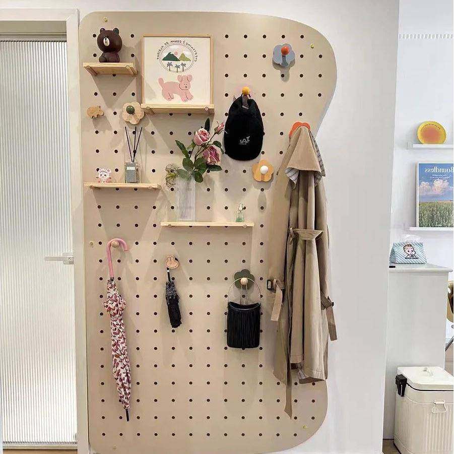 意洞洞门后玄关TSH墙上板收纳置物架壁挂式置架波物浪形状洞创洞