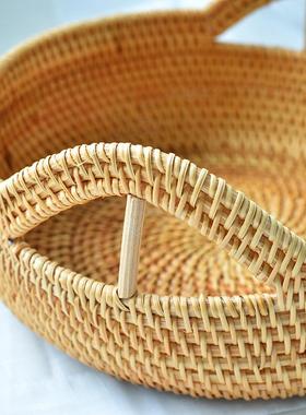 LDS-0051越南手工秋藤编亮果蓝果蔬客餐厅筐干果点心收纳框杂月厅