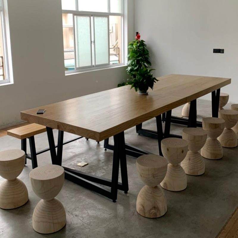 m实ylot设计师办公无品牌/桌木大板桌简约复古会议长桌f工作桌台