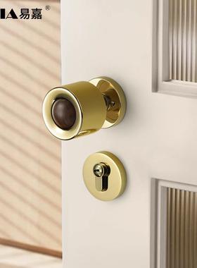 法式现代简72F037约室内锁卧室门实锁圆形胡桃木木门手通用型把静