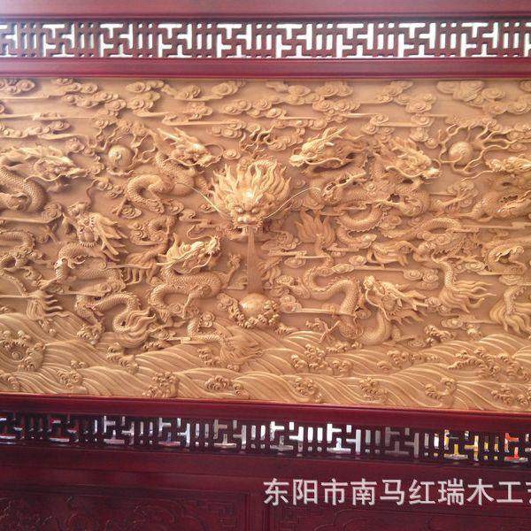 九龙风客厅移动屏隔断屏家0居装饰屏风风仿古木质酒店屏风