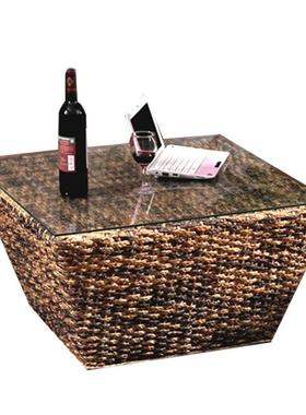 藤编具茶几简约边几时尚园创意方形58127现代小茶田长几家茶桌茶