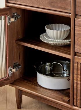 纯实木餐边柜代简约黑胡桃收纳50323酒柜木樱桃木餐厅柜储物客厅