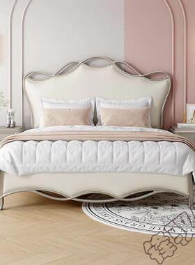 工厂直主14929供美式轻高奢卧床现代简约软包双人木床箱可储实物