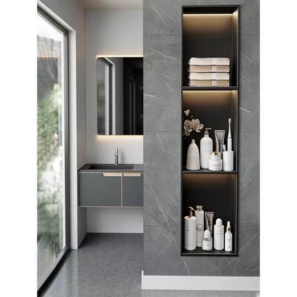 不锈钢壁龛浴缝室入式网红嵌卫生间置物架视无焊抗指纹纳98538电