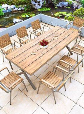 天户外桌椅塑木三五件套庭院防防防水腐晒95044组合休闲室外露阳