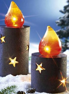 跨境欧仿式创意复古透明圣诞家装饰雪花真蜡烛夜灯树脂艺工ZJD500