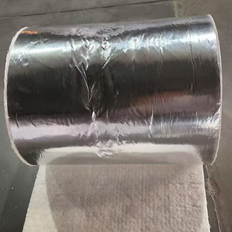 硅酸铝复合铝箔防火热卷硅材风管防火包裹UJP酸隔铝卷针刺毯耐火