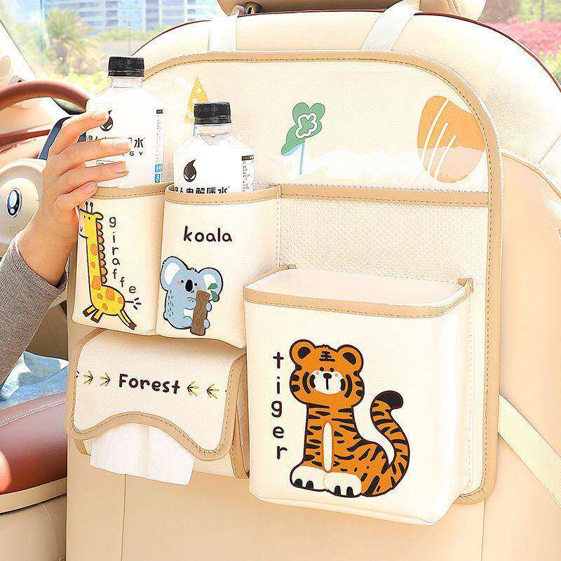 L67116F车载垃圾挂桶纸巾盒纳二合一汽车椅背收袋式车创意垃内圾