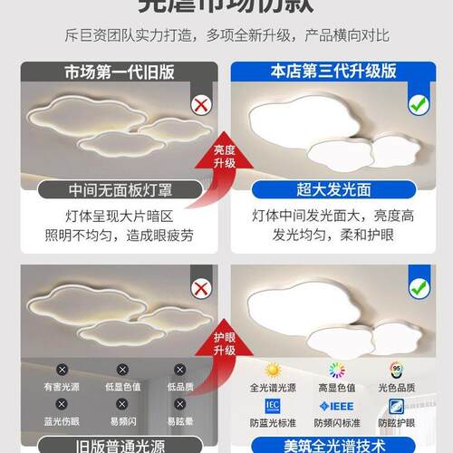 客厅灯顶主灯2025新款中山灯现代奶简约具大气油吸210风云朵全屋