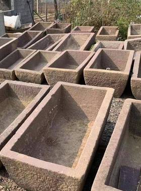 老001老旧石槽鱼缸造景牛水猪石槽庭院流石盆民件俗物件水槽石头