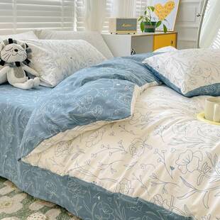 公主风纯棉被四件套亲肤起RWE球全棉小清不新三件套床单床笠4件套