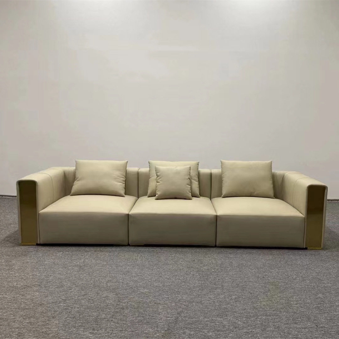 轻奢现代设计师真皮磨砂沙发组合