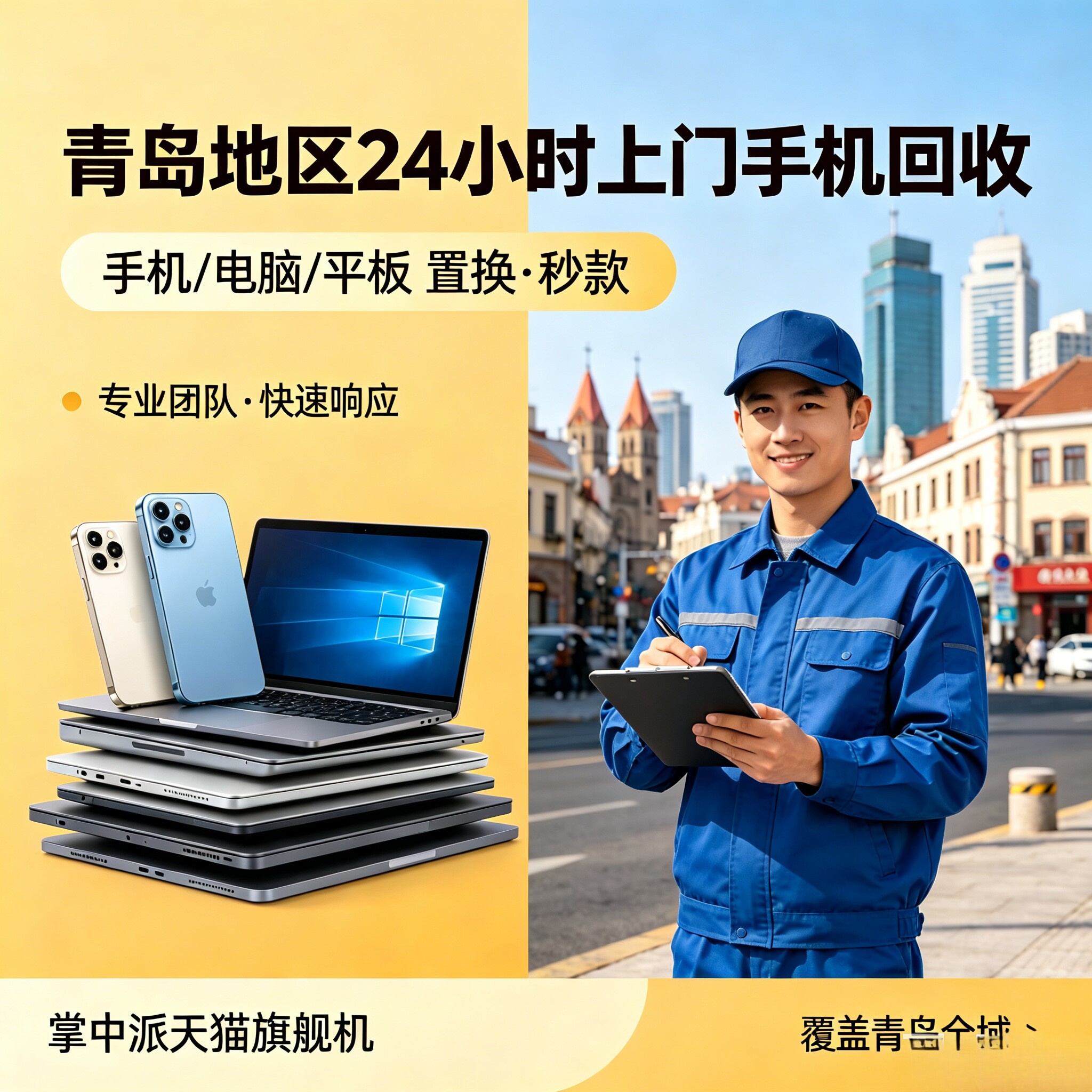 青岛市上门回收二手手机同城置换钱iphone平板ipad华为旧新机秒款