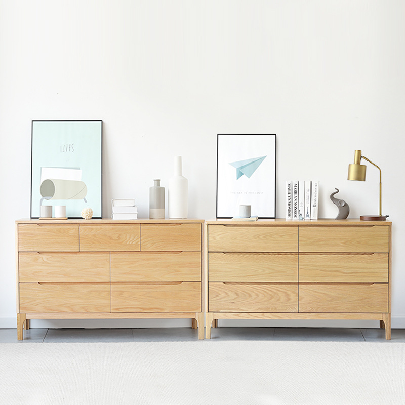 舜伊家具日式实木六七斗柜小户型六七斗橱橡木简约储物抽屉卧室床