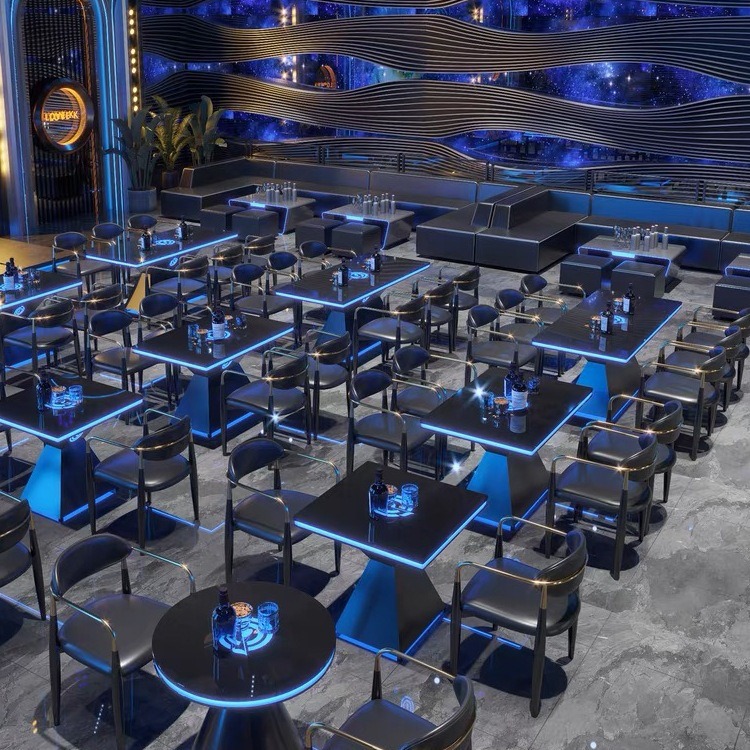 酒吧卡座沙发咖啡厅清吧桌椅散台组合音乐小酒馆发光桌高脚吧台椅
