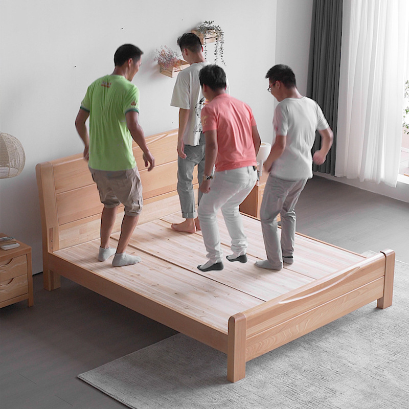 原木榫卯榉木全实木大床 1米8主卧室婚房1.5/1.2米现代简约双人床