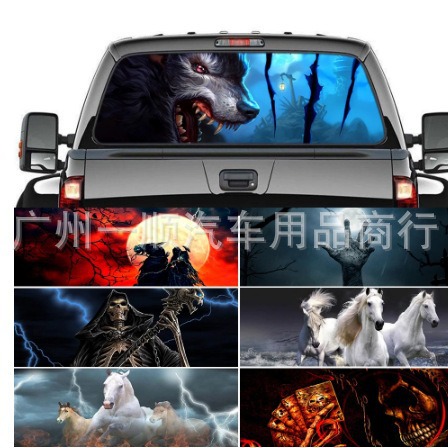 K-259夜幕中愤怒的狼图腾汽车后窗玻璃车贴SUV 轿车 卡车后档贴纸