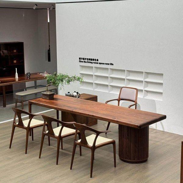 新中式实木茶桌2024新款高端轻奢黑胡桃木泡茶桌书桌一体两用茶台,住宅家具,家用茶台/茶桌,淘宝优惠券,粉丝福利购,淘宝优惠卷