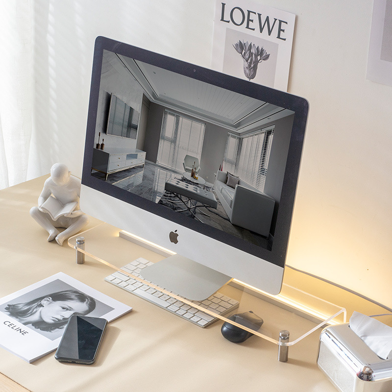 亚克力桌面电脑增高架透明支架台式笔记本办公室收纳显示器置物架