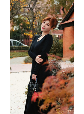 LILIAN ZHANGE定制弗拉门戈Lady挚爱A摆轻奢针织长连衣裙2401149