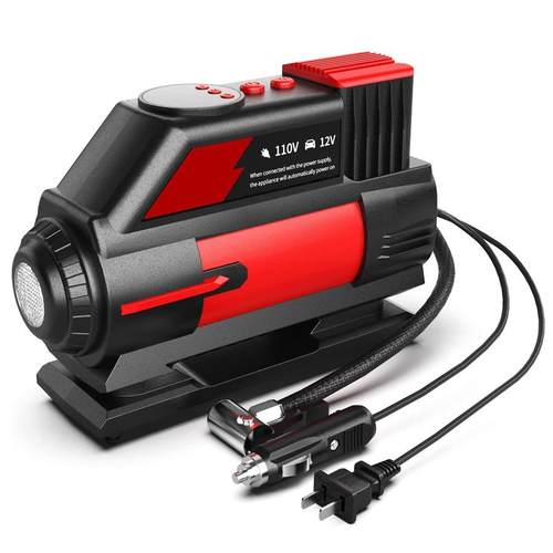 AC/DC汽车充气泵交流110-230V打气泵直流12V双电源气泵车载电动泵
