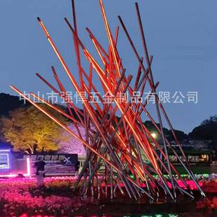 互动柴火灯景观灯户外民宿露营篝火灯造型灯动态点火不锈钢火堆灯