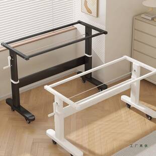 手摇式可升降桌腿小尺寸茶几底座手动可调节小型桌面支架带滑轮