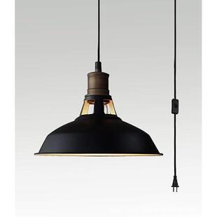 复古美式工业风插入式谷仓吊灯黑色农舍吊灯带开关插头线餐厅吊灯