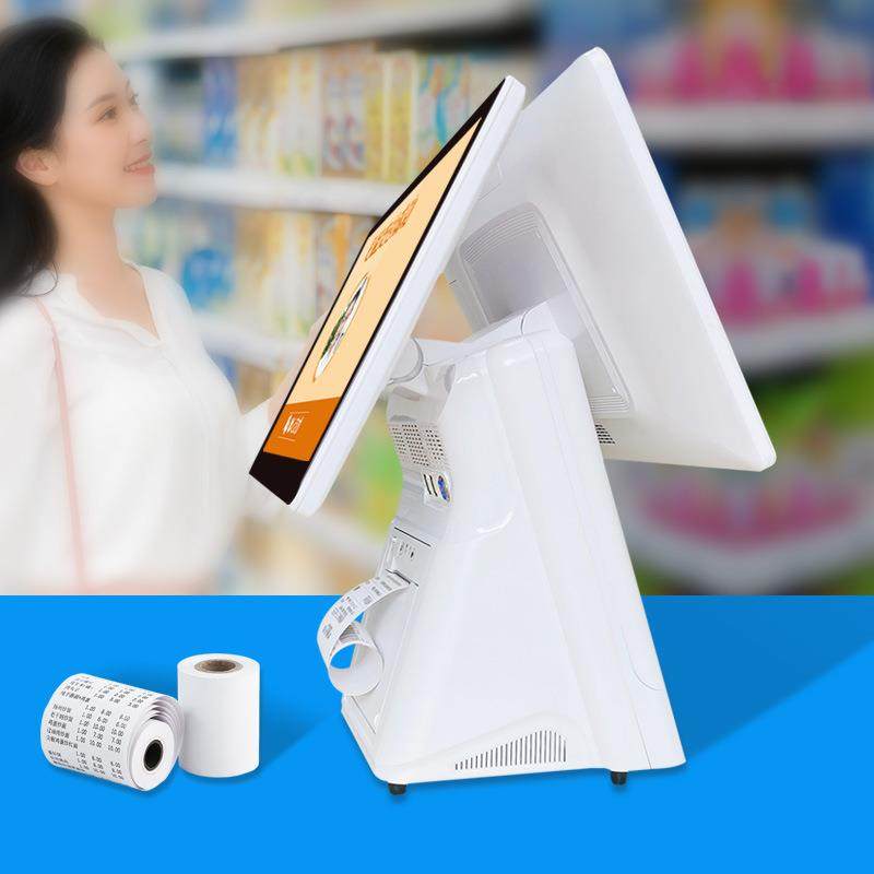 双屏收银机一体机Windows系统内置80MM打印机小票扫码窗