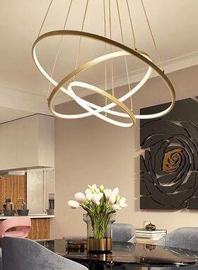 创意圆形餐厅吊灯北欧极简现约轻奢餐厅客厅卧室书房led灯具灯饰