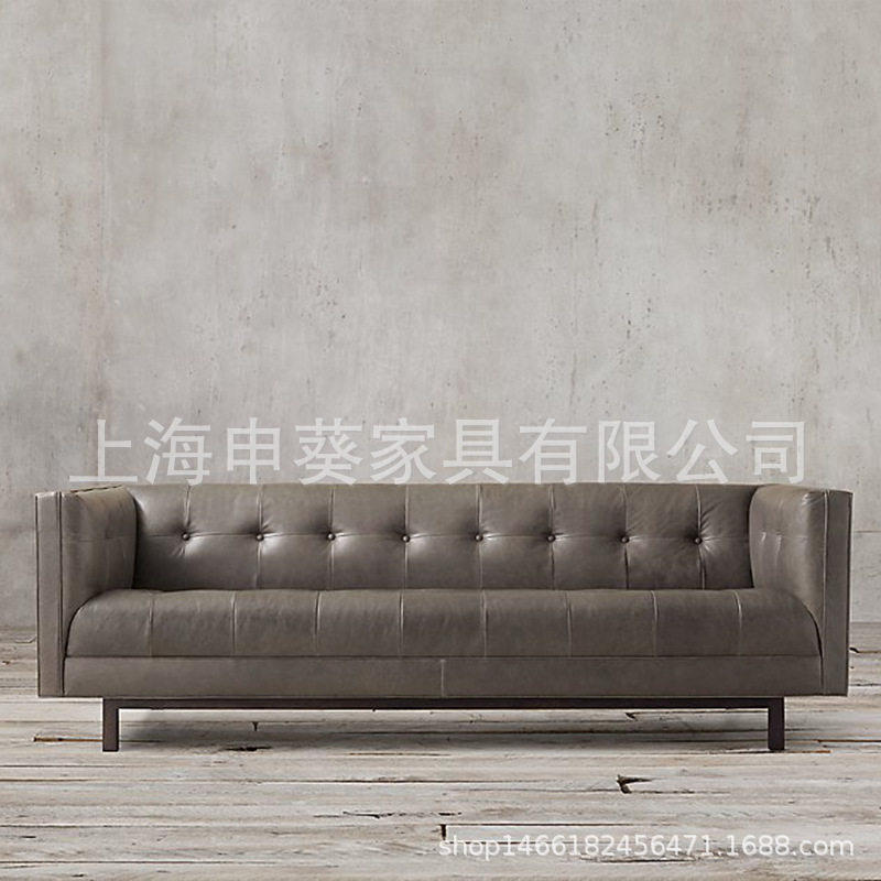北欧真皮沙发后现代复古做旧沙发美式小户型客厅整装沙发简约沙发
