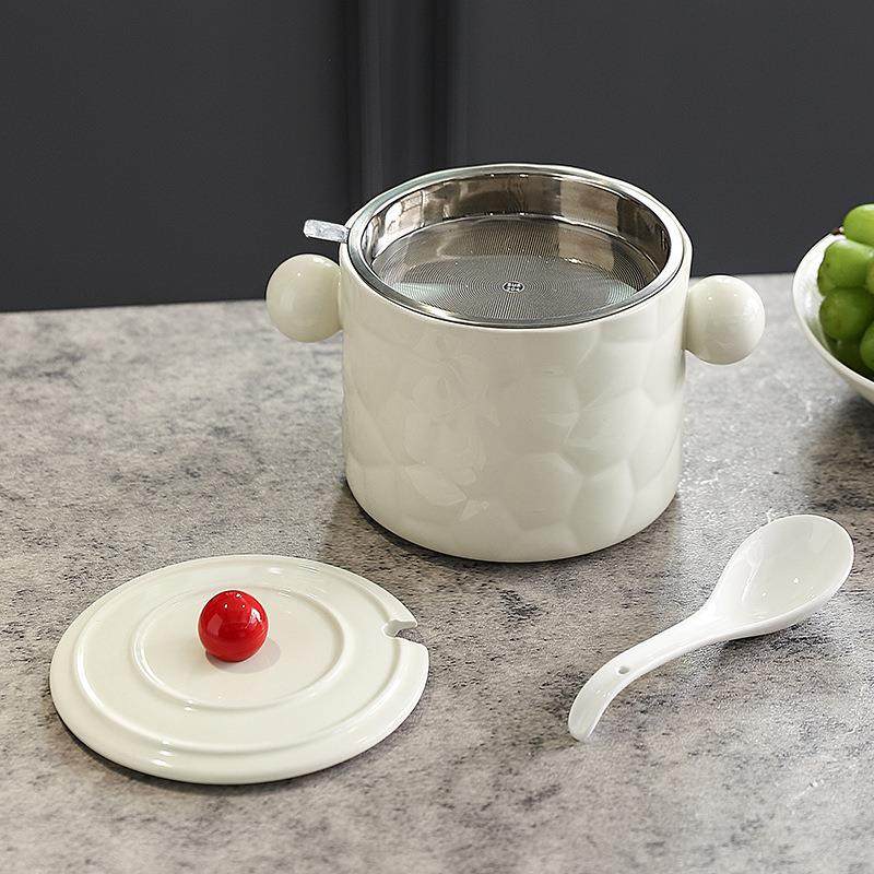 陶瓷猪油罐耐高温油带盖泼辣子罐辣椒罐厨房家用装油储油罐送勺子,纺织面料/辅料/配套,纺织机械配件,淘宝优惠券,粉丝福利购,淘宝优惠卷